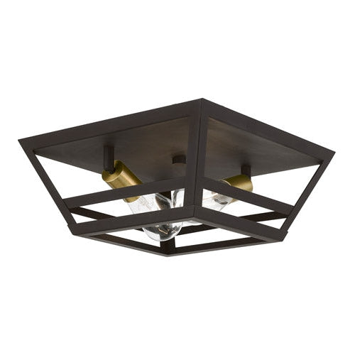 Schofield 2 Light 13 inch Flush Mount Ceiling Light-Livex Lighting-LIVEX-49560-07-Outdoor LightingBronze with Antique Brass Accents-1-France and Son
