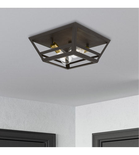 Schofield 2 Light 13 inch Flush Mount Ceiling Light-Livex Lighting-LIVEX-49560-07-Outdoor LightingBronze with Antique Brass Accents-2-France and Son