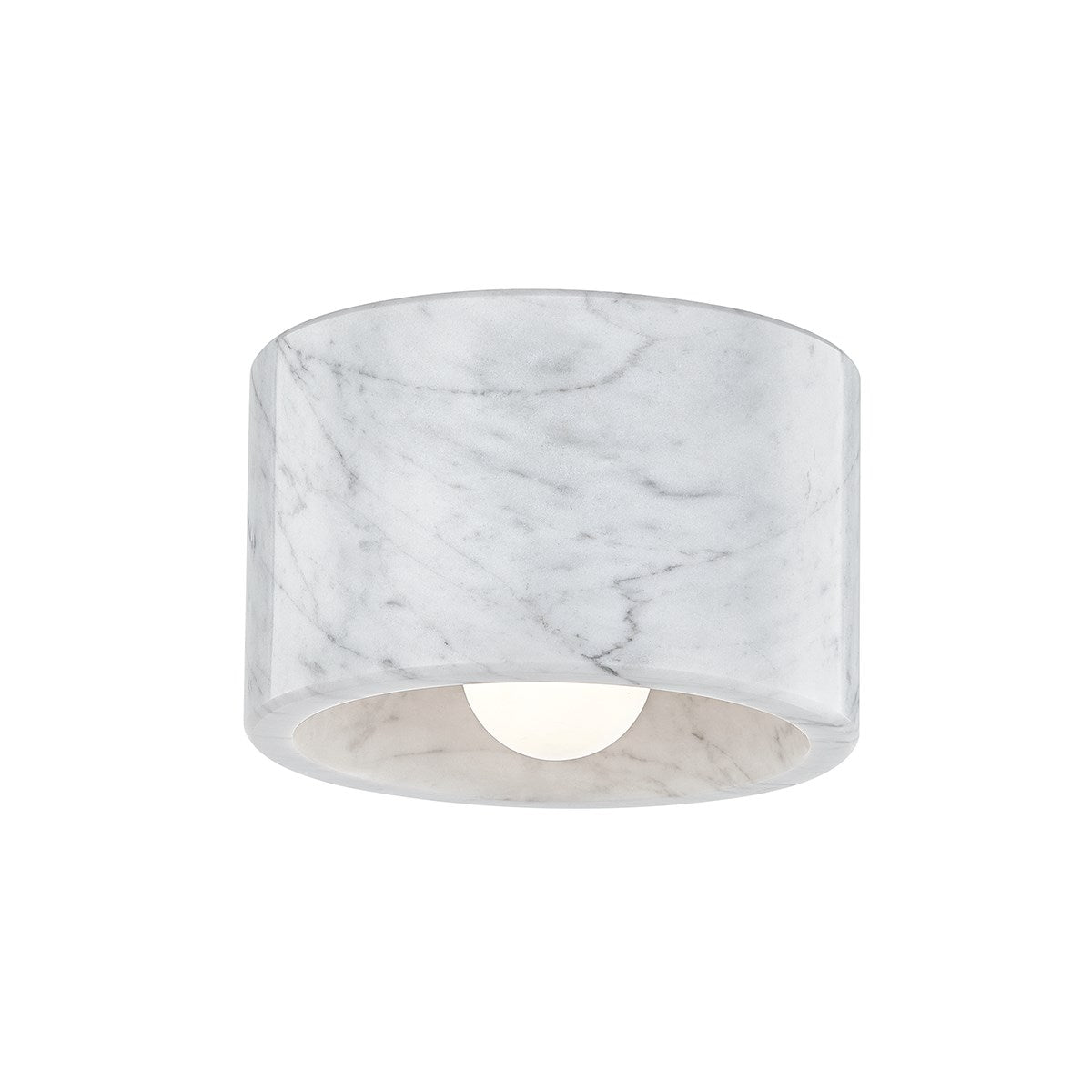 Loris Polished Nickel Flush Mount-Hudson Valley-HVL-4500-WM-PN-Flush MountsWhite Marble-1-France and Son