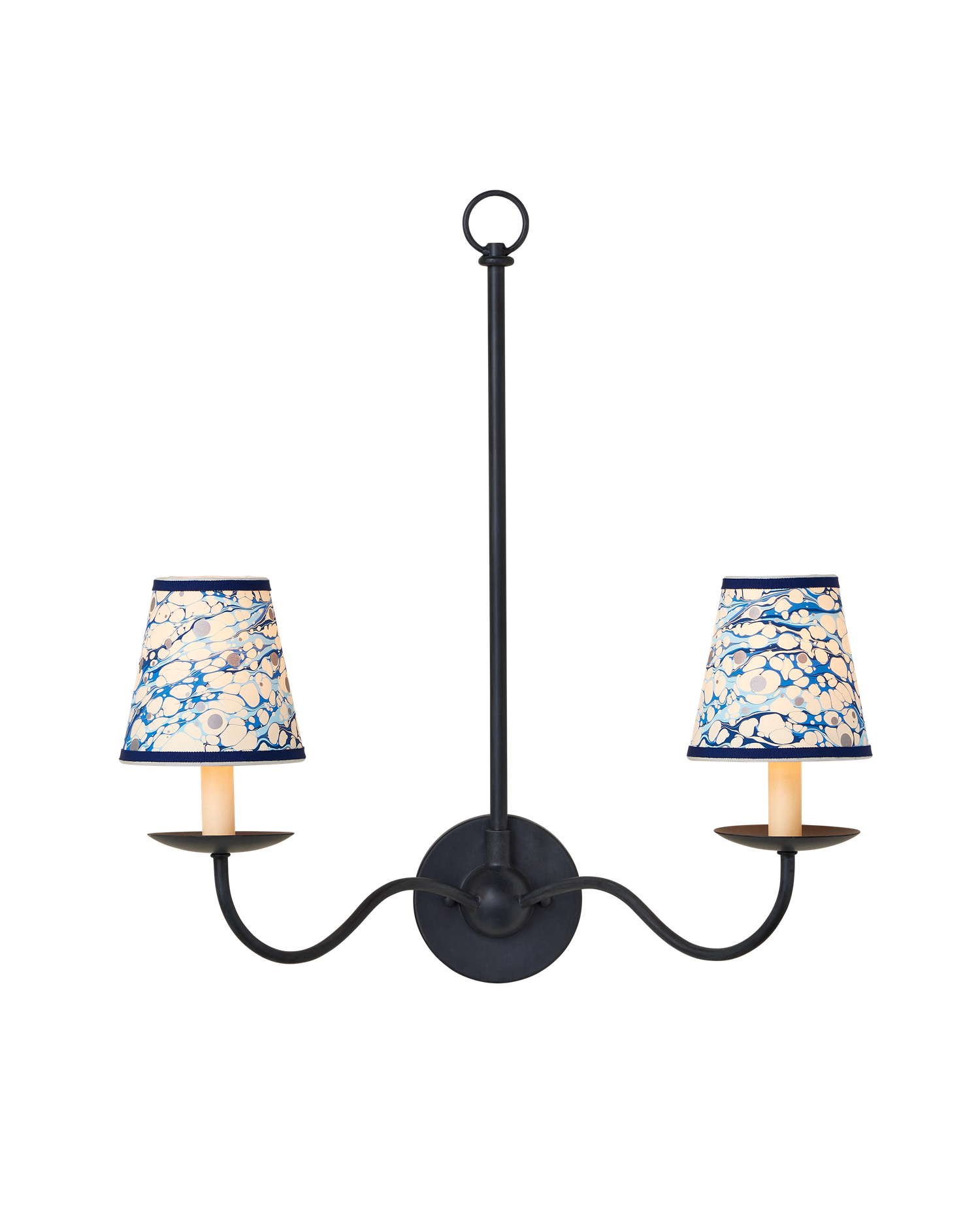 Marble Blue Lace Paper Tapered Chandelier Shade