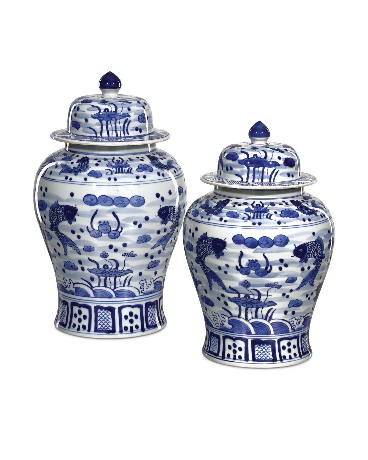 South Sea Blue & White Medium Temple Jar