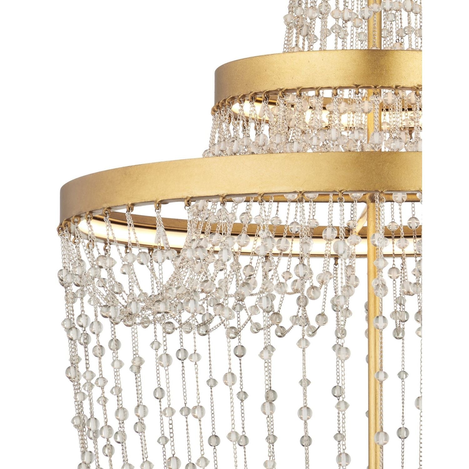 Alternate view of Mademoiselle Medium Chandelier, featuring metal, glass, and chain-hung ceiling suspension.