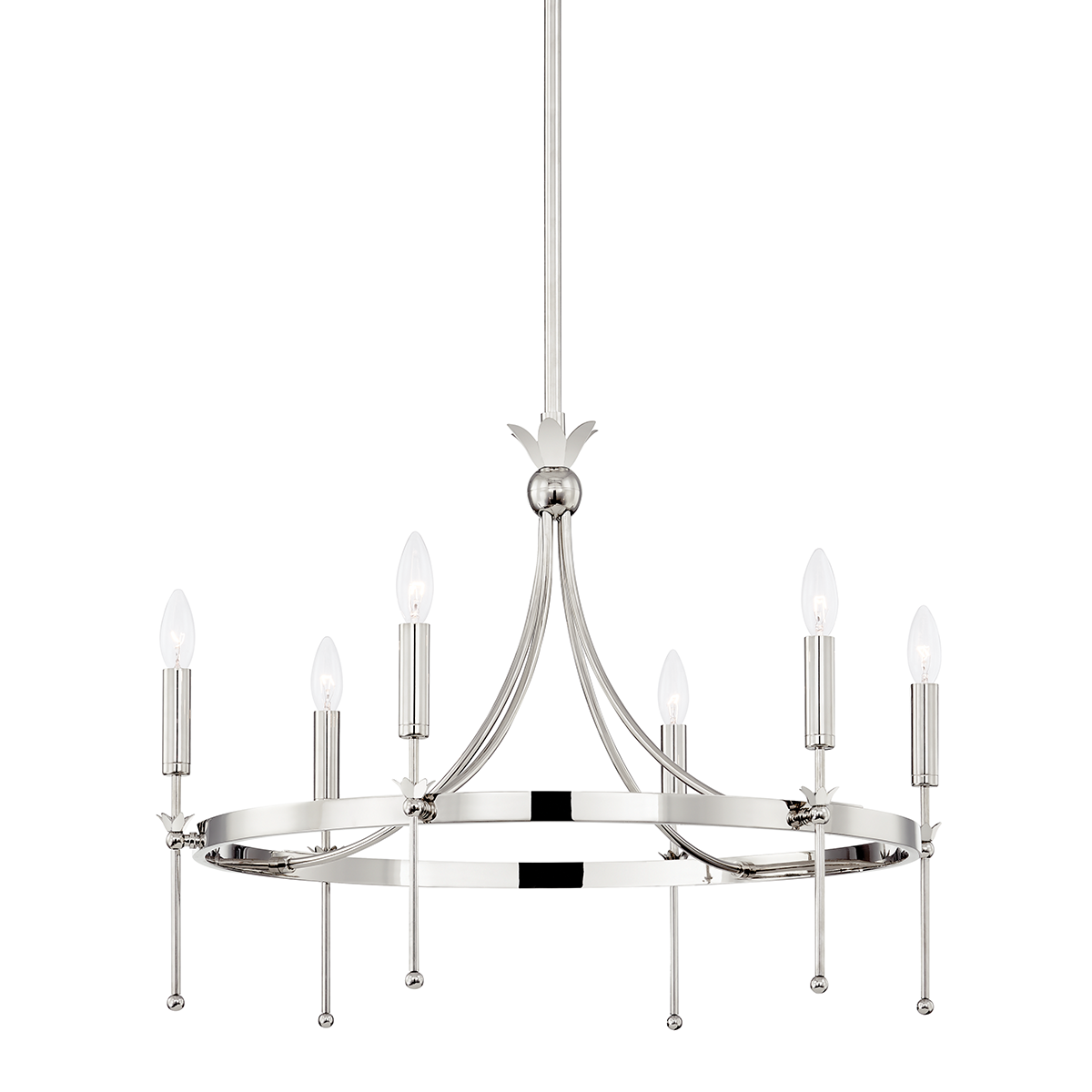 Gates 6 Light Chandelier-Hudson Valley-HVL-4327-PN-ChandeliersPolished Nickel-2-France and Son