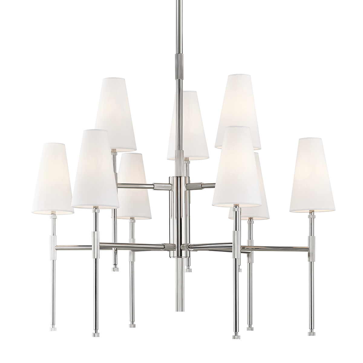 Bowery 9 Light Chandelier-Hudson Valley-HVL-3734-PN-ChandeliersPolished Nickel-2-France and Son