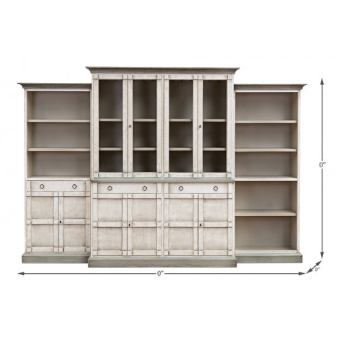 4 Piece Full Wall Unit - White & Grey-SARREID-SARREID-R240A14T15-Bookcases & Cabinets-1-France and Son