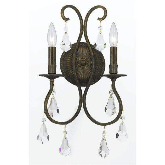 Ashton 2 Light Clear Crystal Sconce-Crystorama Lighting Company-CRYSTO-5012-EB-CL-MWP-Wall LightingEnglish Bronze-1-France and Son