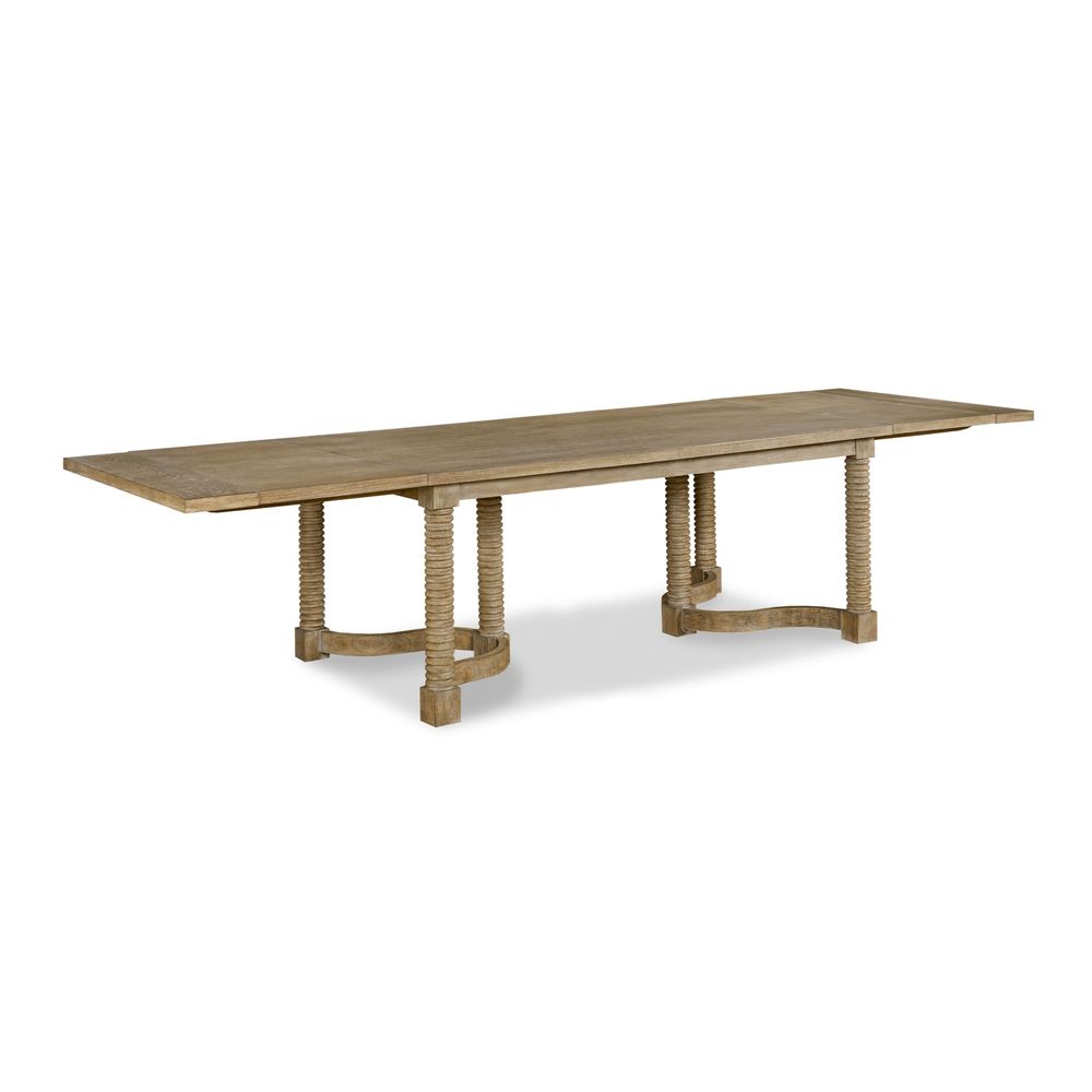 Alternate view of Large Canyon Dining Table in light taupe and warm beige.