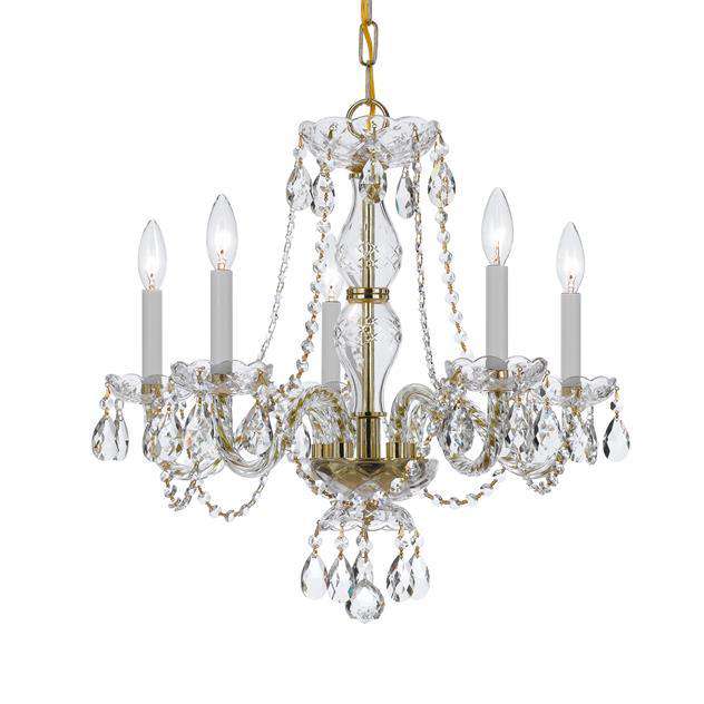 Traditional Crystal 5 Light Chandelier-Crystorama Lighting Company-CRYSTO-5085-PB-CL-MWP-ChandeliersBrass-Clear Crystal-1-France and Son