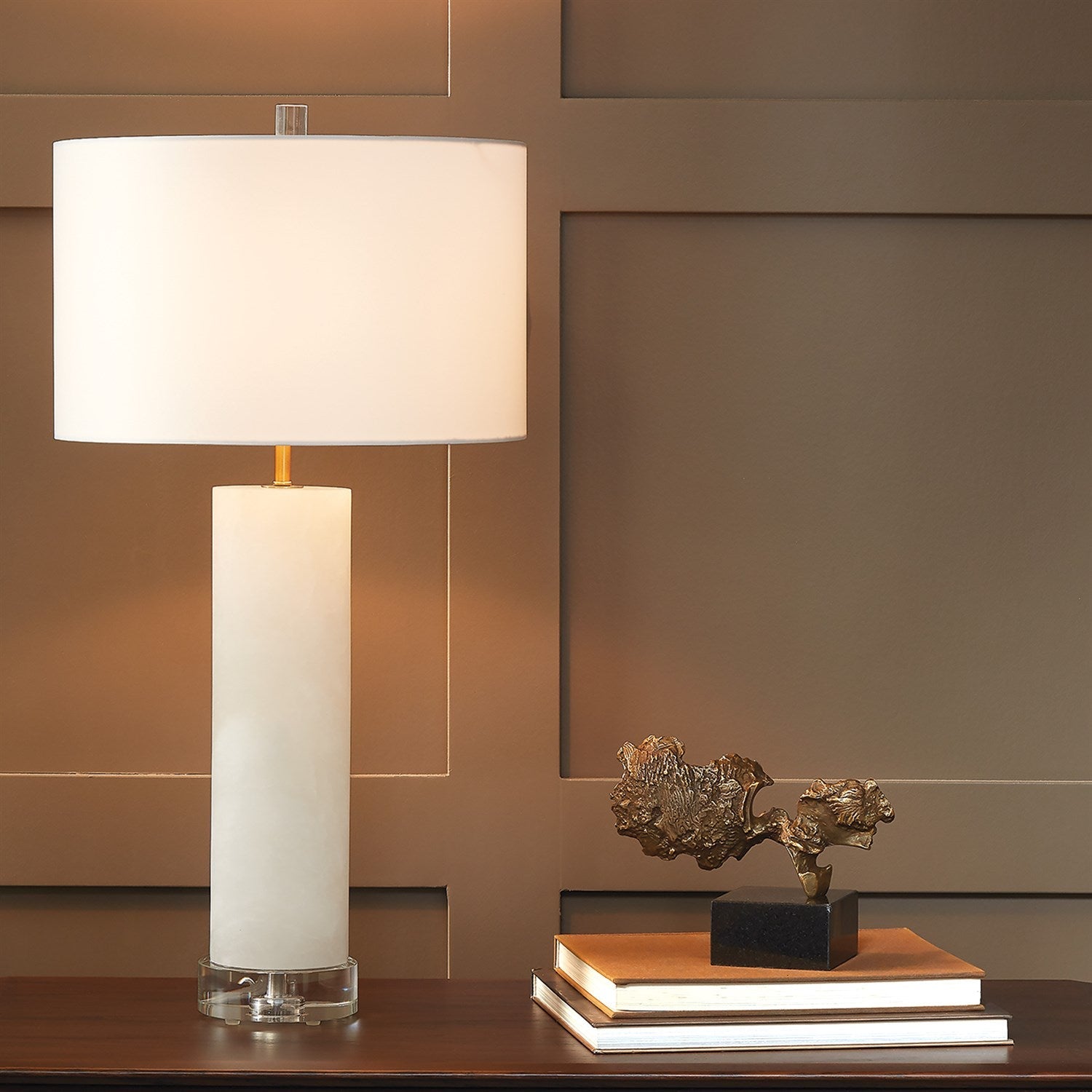 Alabaster Cylinder Table Lamp-Global Views-GVSA-8.82888-Table Lamps-2-France and Son