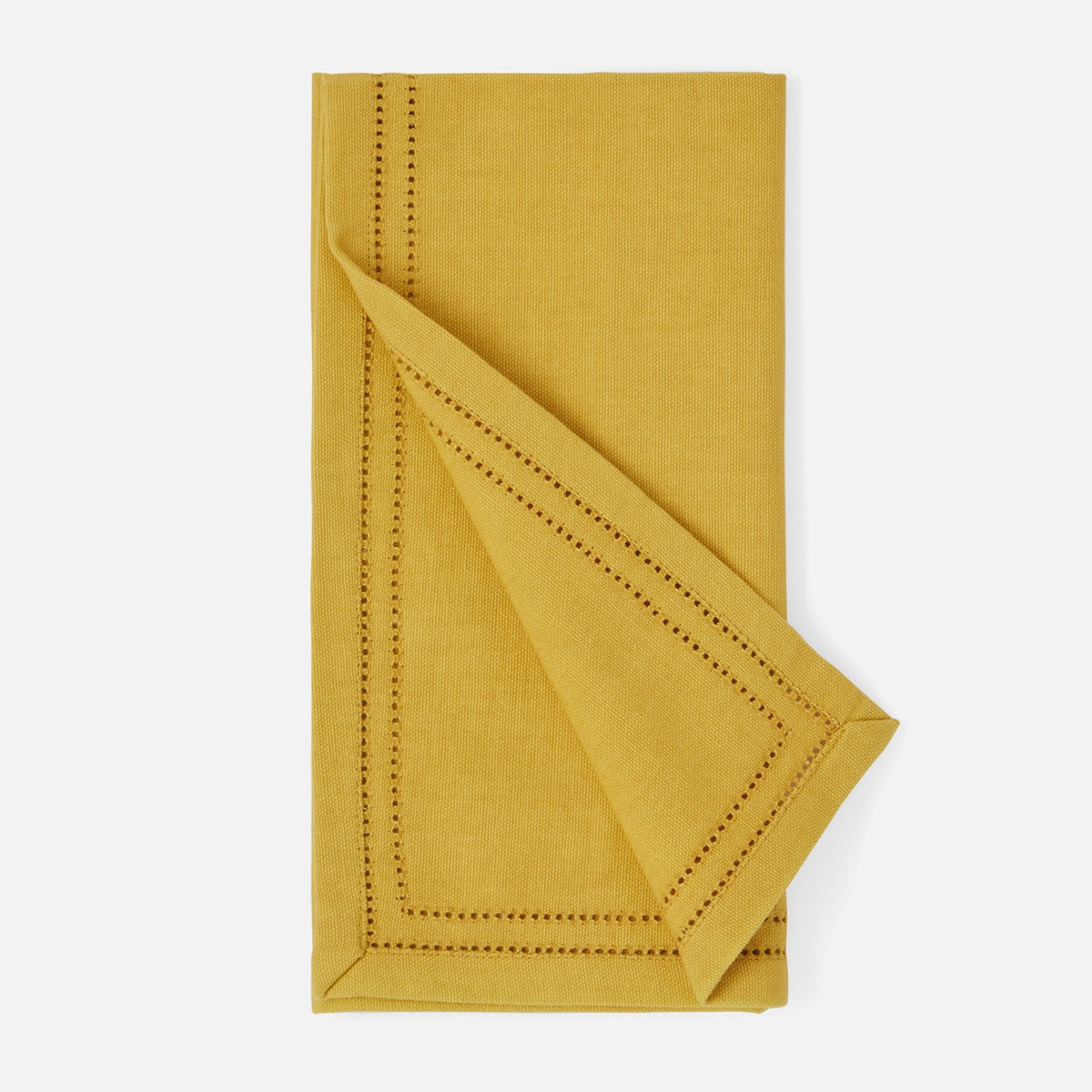 Betty Mustard Double Eyelet Cocktail Napkin Cotton Canvas 10X10 Pack/4