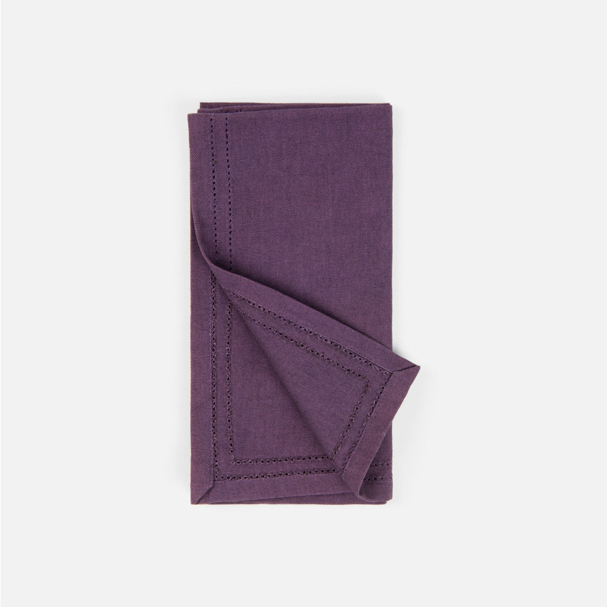Betty Plum Double Eyelet Cocktail Napkin Cotton Canvas 10X10 Pack/4