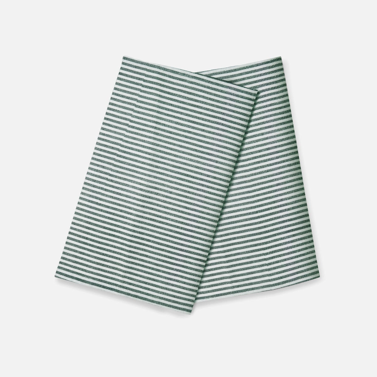 Brooks Dark Green Stripe Kitchen Towel Cotton Canvas 20X28 Pack/2