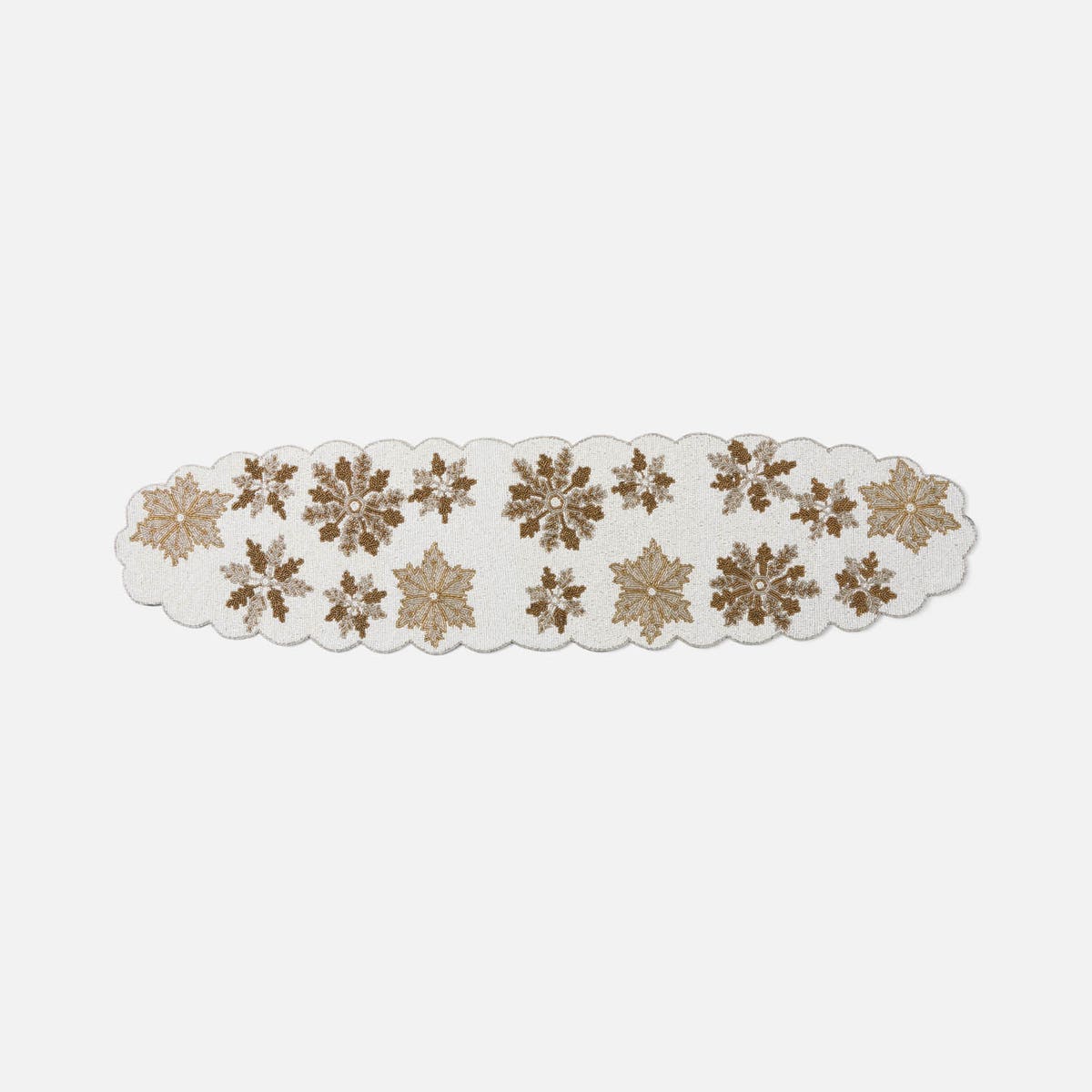 Elsa White Snowflake Table Runner Glass Beads 48X12