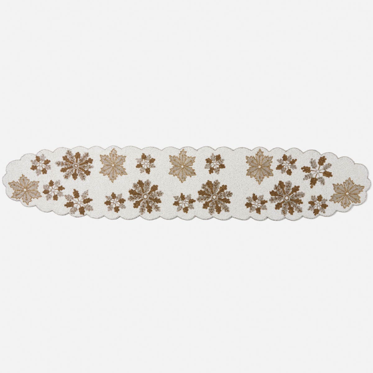 Elsa White Snowflake Table Runner Glass Beads 60X12