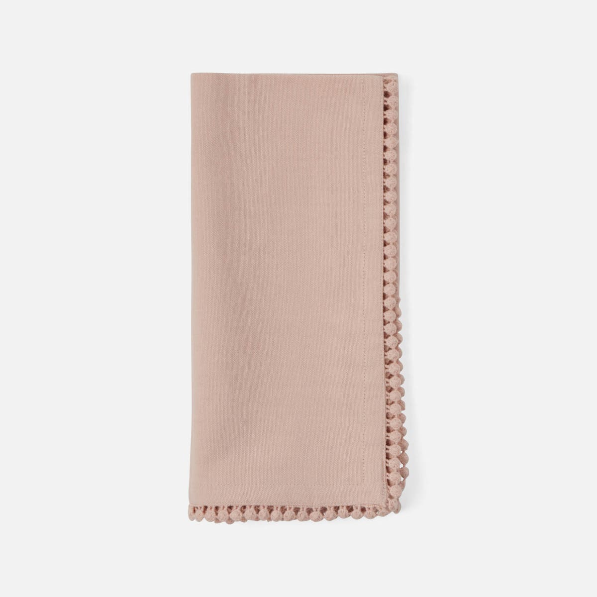 Margot Dusty Rose Pom Pom Border Napkin Cotton Canvas 22X22 Pack/4