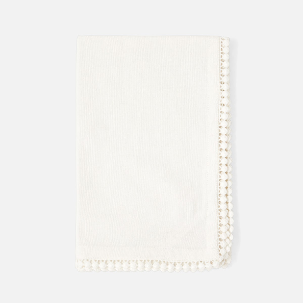Margot Ivory Pom Pom Border Kitchen Towel Cotton Canvas 20X28 Pack/2