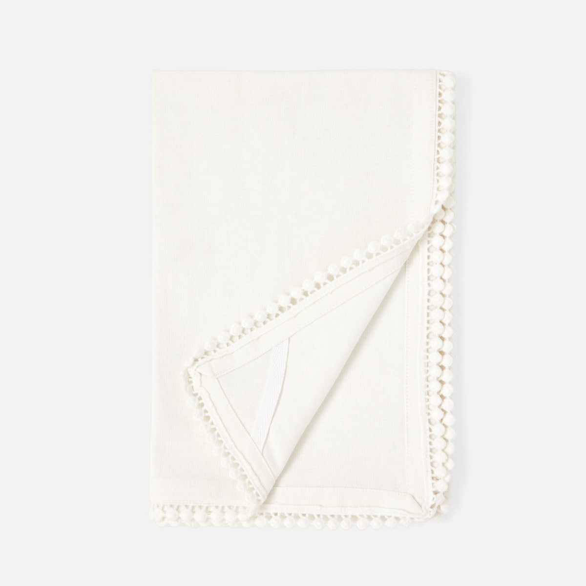 Margot Ivory Pom Pom Border Kitchen Towel Cotton Canvas 20X28 Pack/2