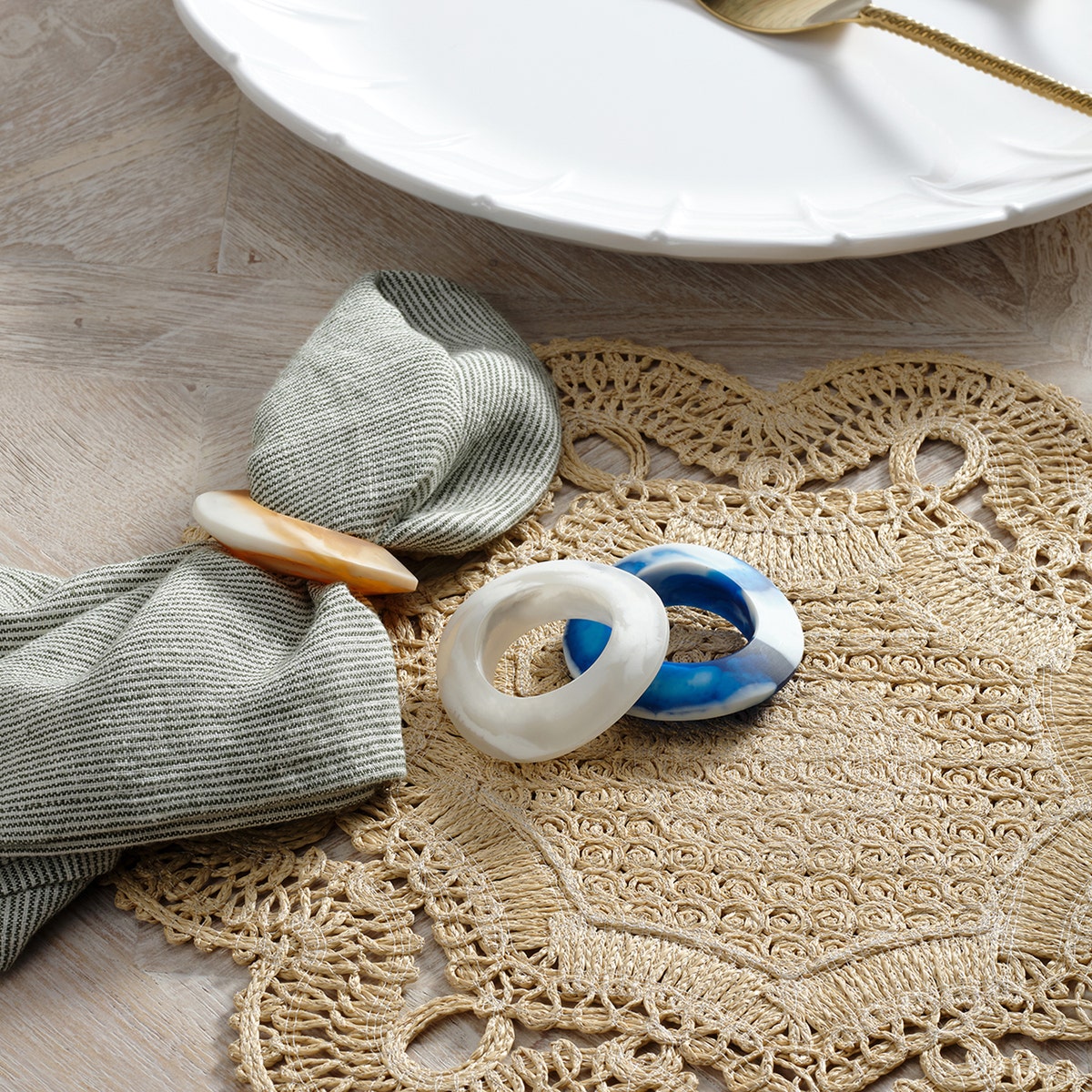 Belladonna Natural Round Medallion Placemat Faux Rattan Pack/4