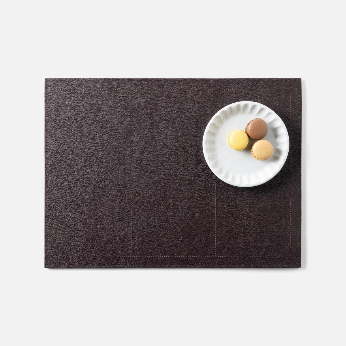 Evan Aubergine Rectangular Placemat Full Grain Leather Pack/2