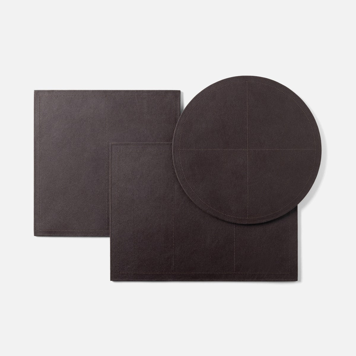 Evan Aubergine Rectangular Placemat Full Grain Leather Pack/2