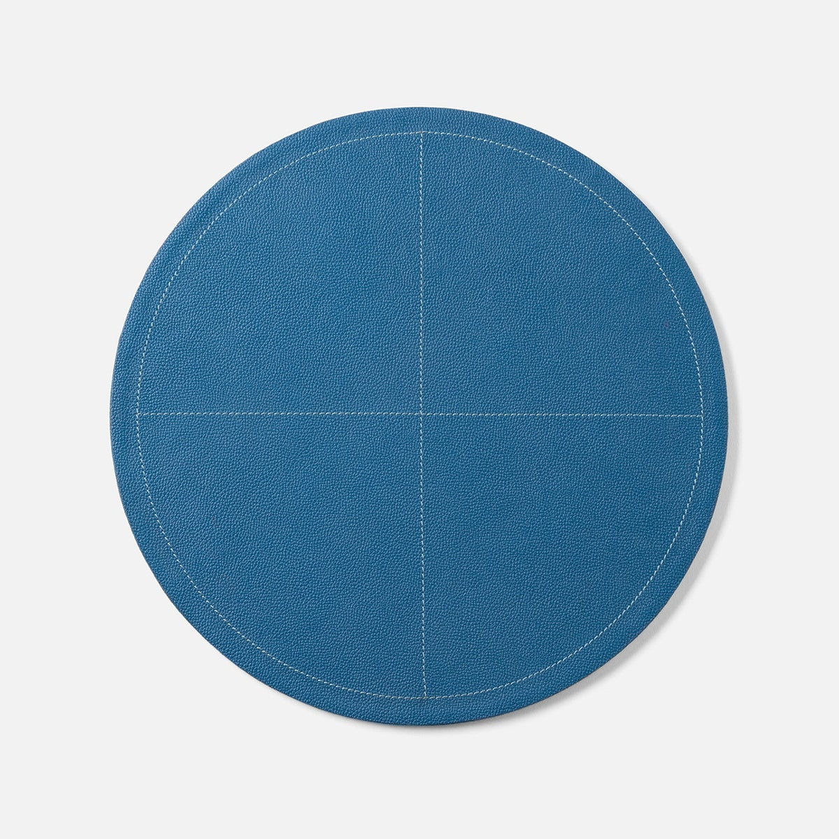 Evan Peacock Blue Round Placemat Full Grain Leather Pack/2