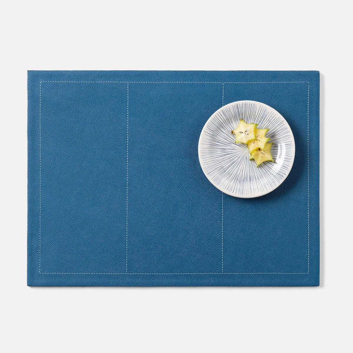 Evan Peacock Blue Rectangular Placemat Full Grain Leather Pack/2