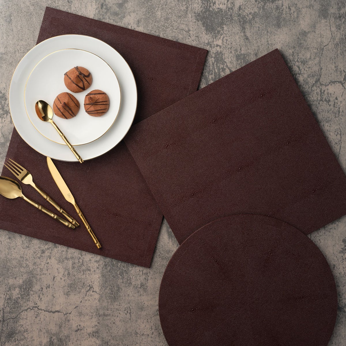 Henry Oxblood Rectangular Placemat Realistic Faux Shagreen Pack/2