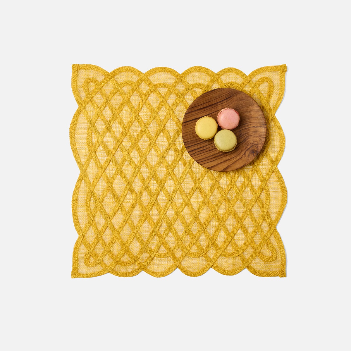 Ines Lemon Woven Square Placemat Abaca Pack/4