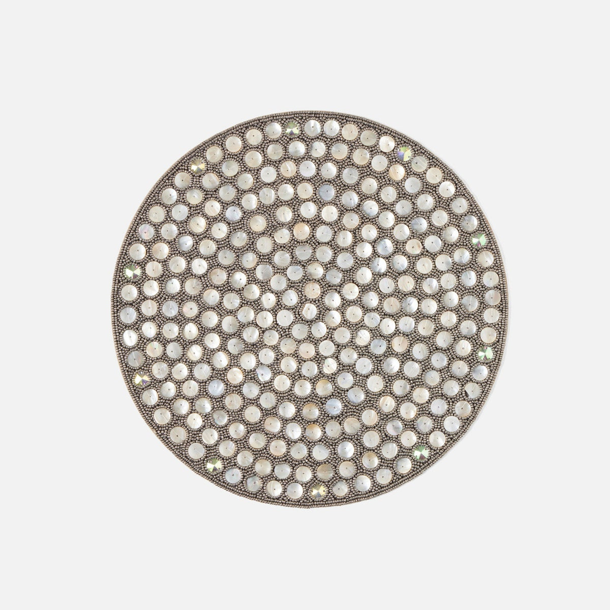 Brenda Silver/Sea Round Placemat Glass Beads/Shell Pack/2