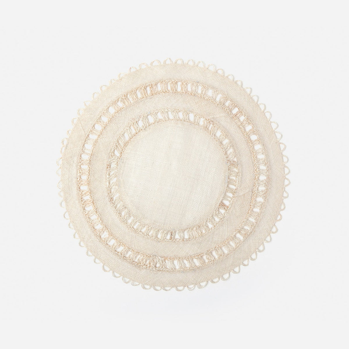 Carmine Bleached Round Placemat Abaca Pack/4