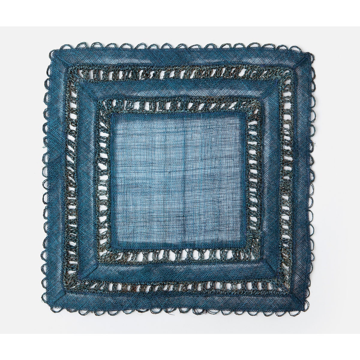 Carmine Deep Blue Square Placemat Abaca Pack/4