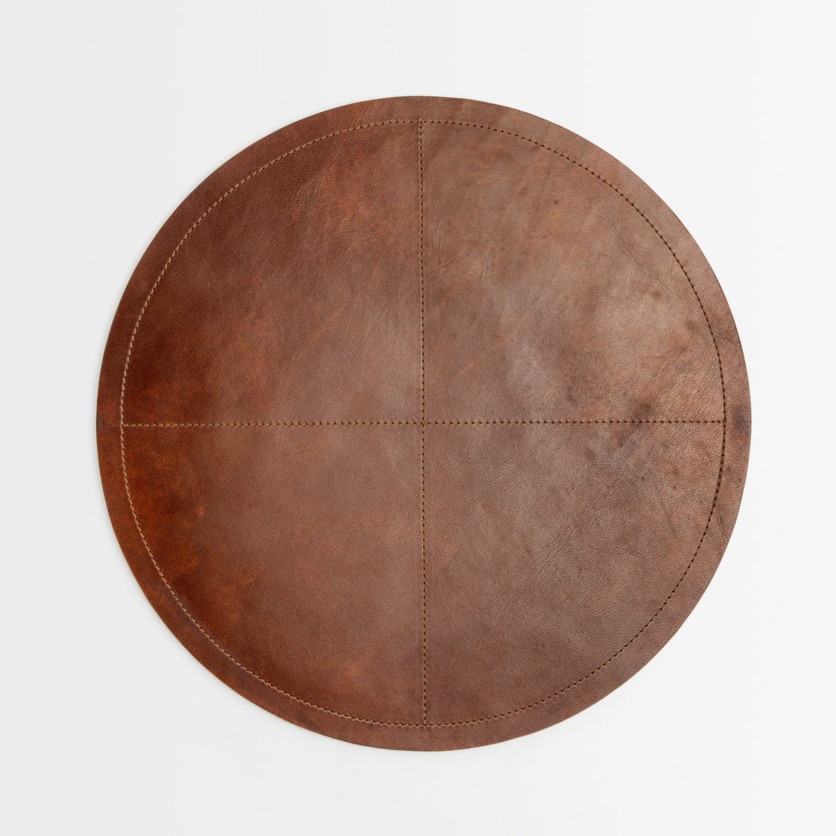Evan Tobacco Round Placemat Full Grain Leather Pack/2