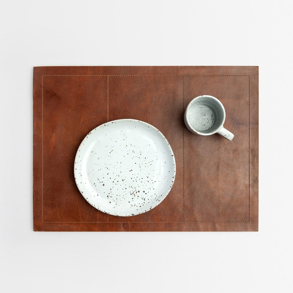 Evan Tobacco Rectangular Placemat Full Grain Leather Pack/2