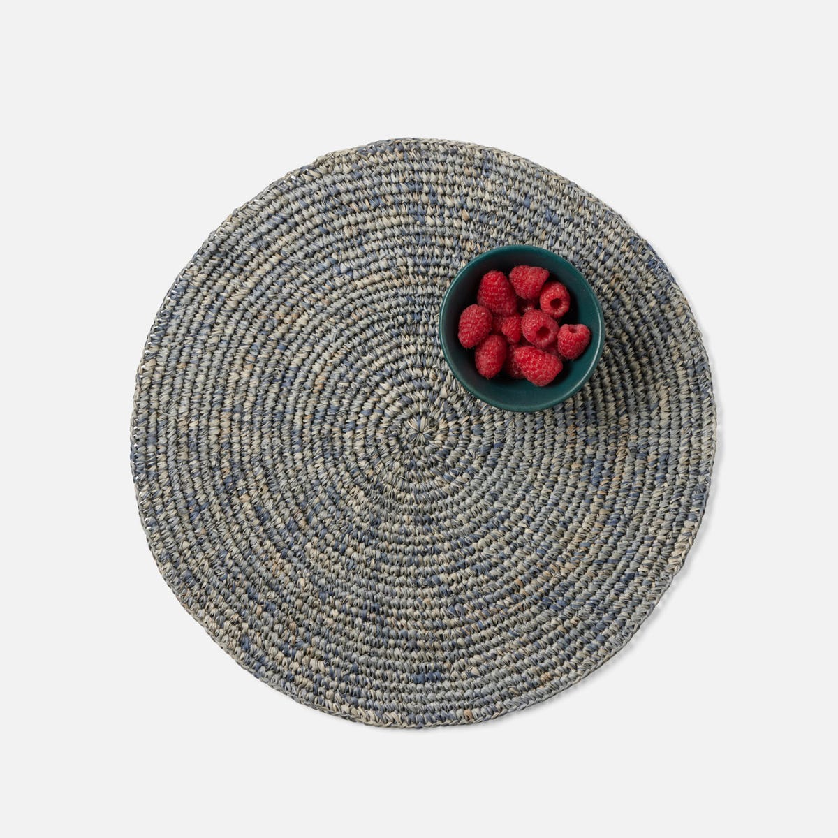 Emmy Dark Gray Crochet Round Placemat Raffia Pack/4