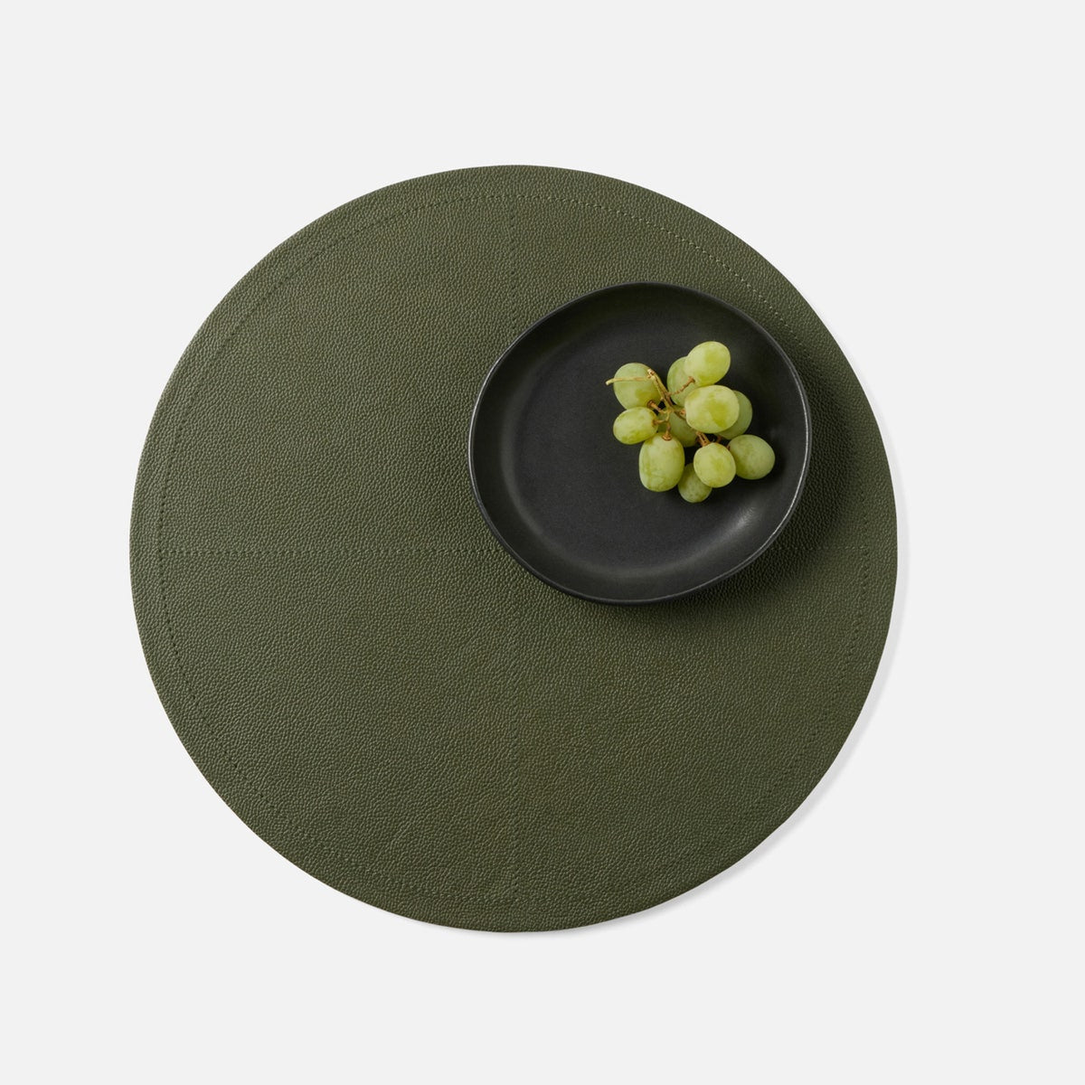 Evan Forest Green Round Placemat Full Grain Leather Pack/2