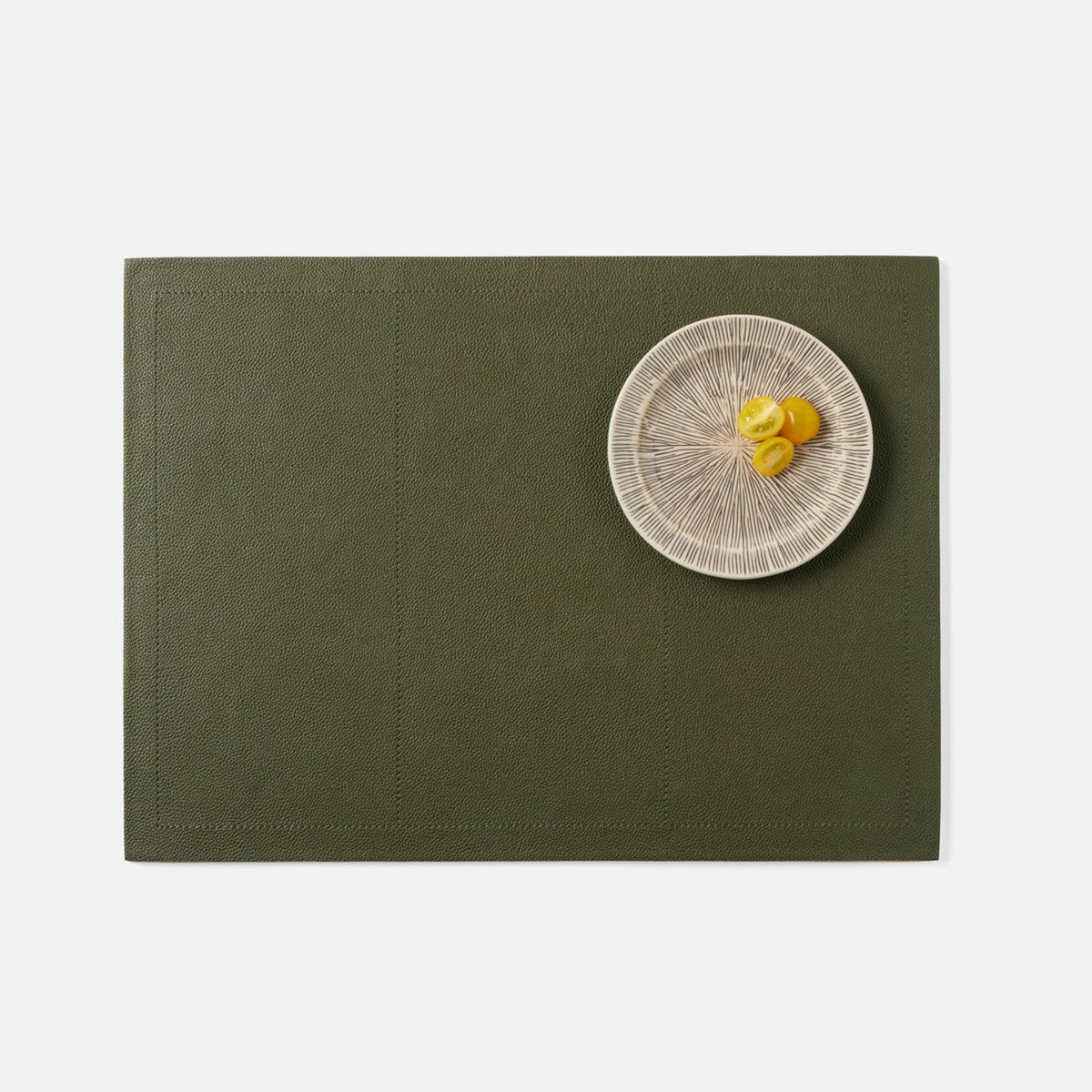 Evan Forest Green Rectangular Placemat Full Grain Leather Pack/2