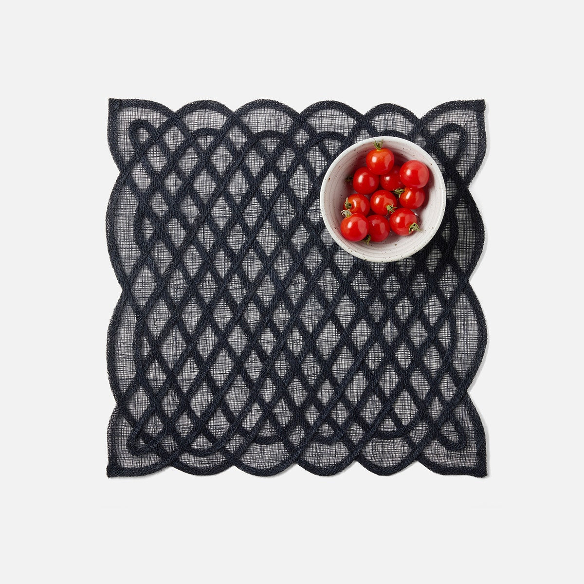 Ines Navy Woven Square Placemat Abaca Pack/4