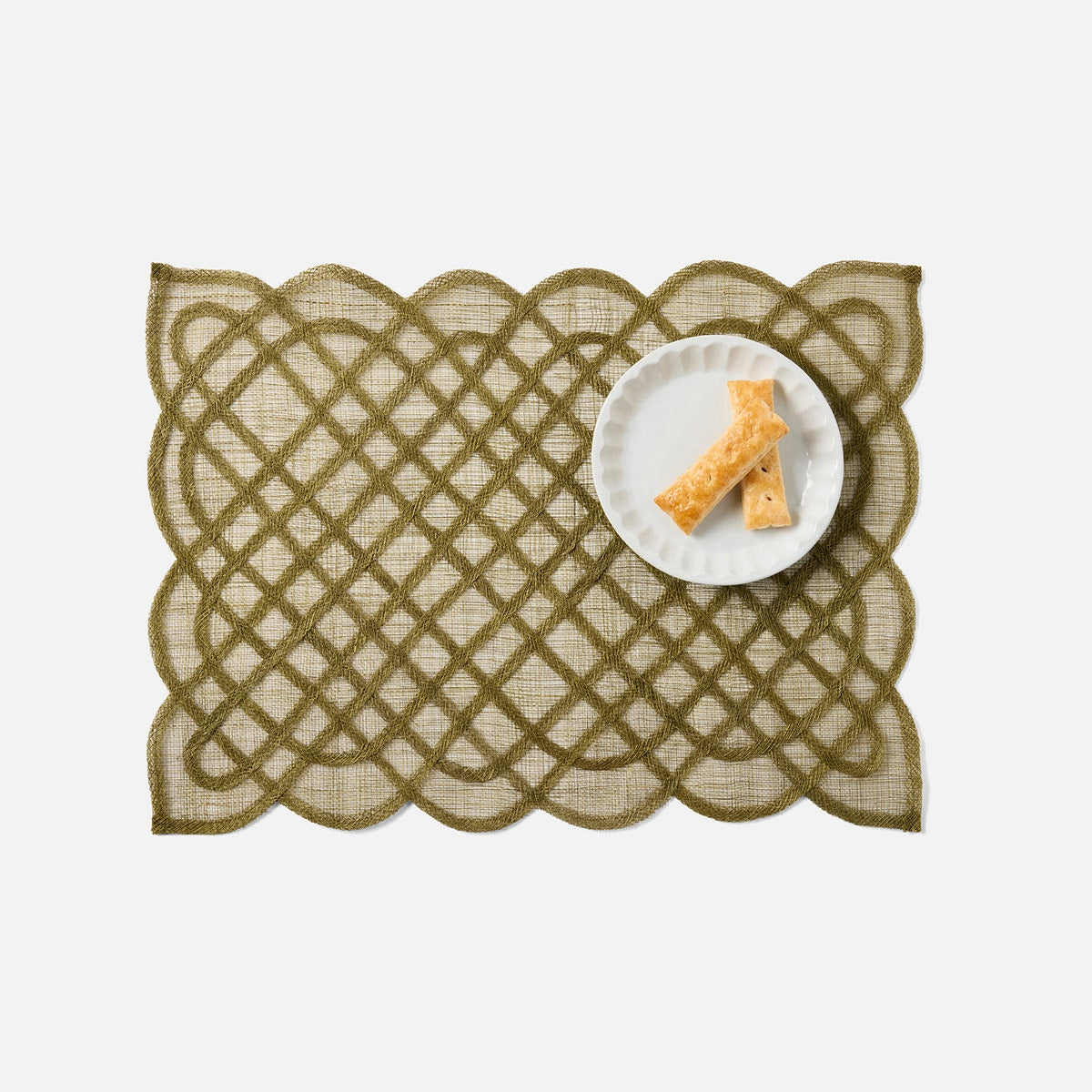 Ines Olive Woven Rectangular Placemat Abaca Pack/4
