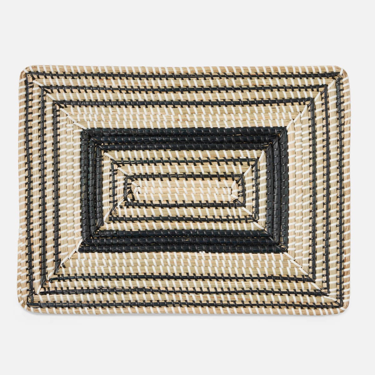 Odelia Black/Natural Rectangular Placemat Seagrass Pack/4