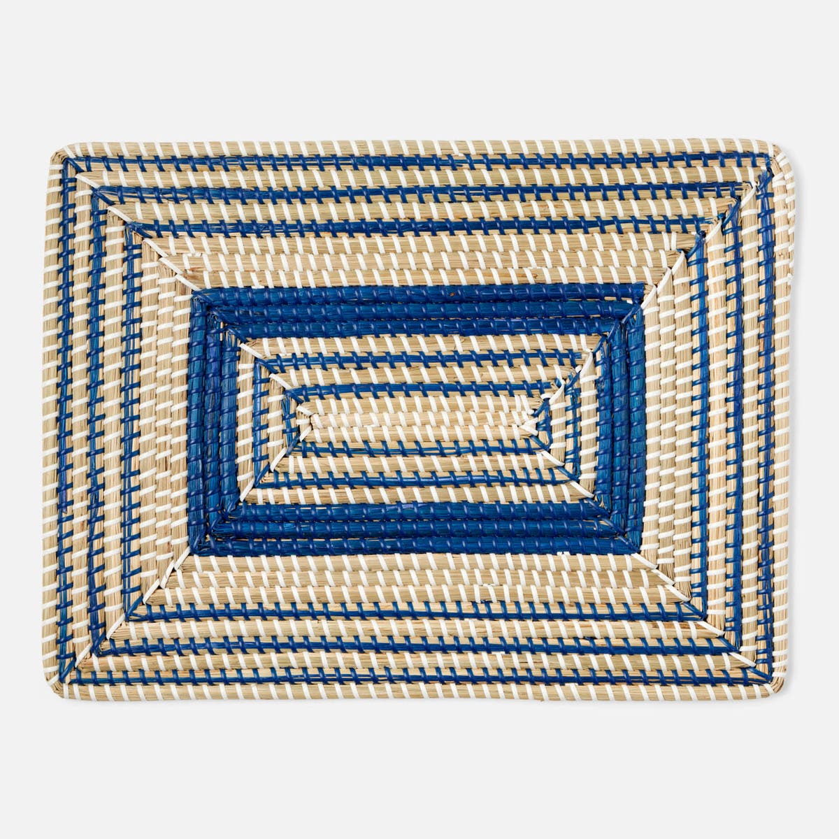 Odelia Dark Blue/Natural Rectangular Placemat Seagrass Pack/4