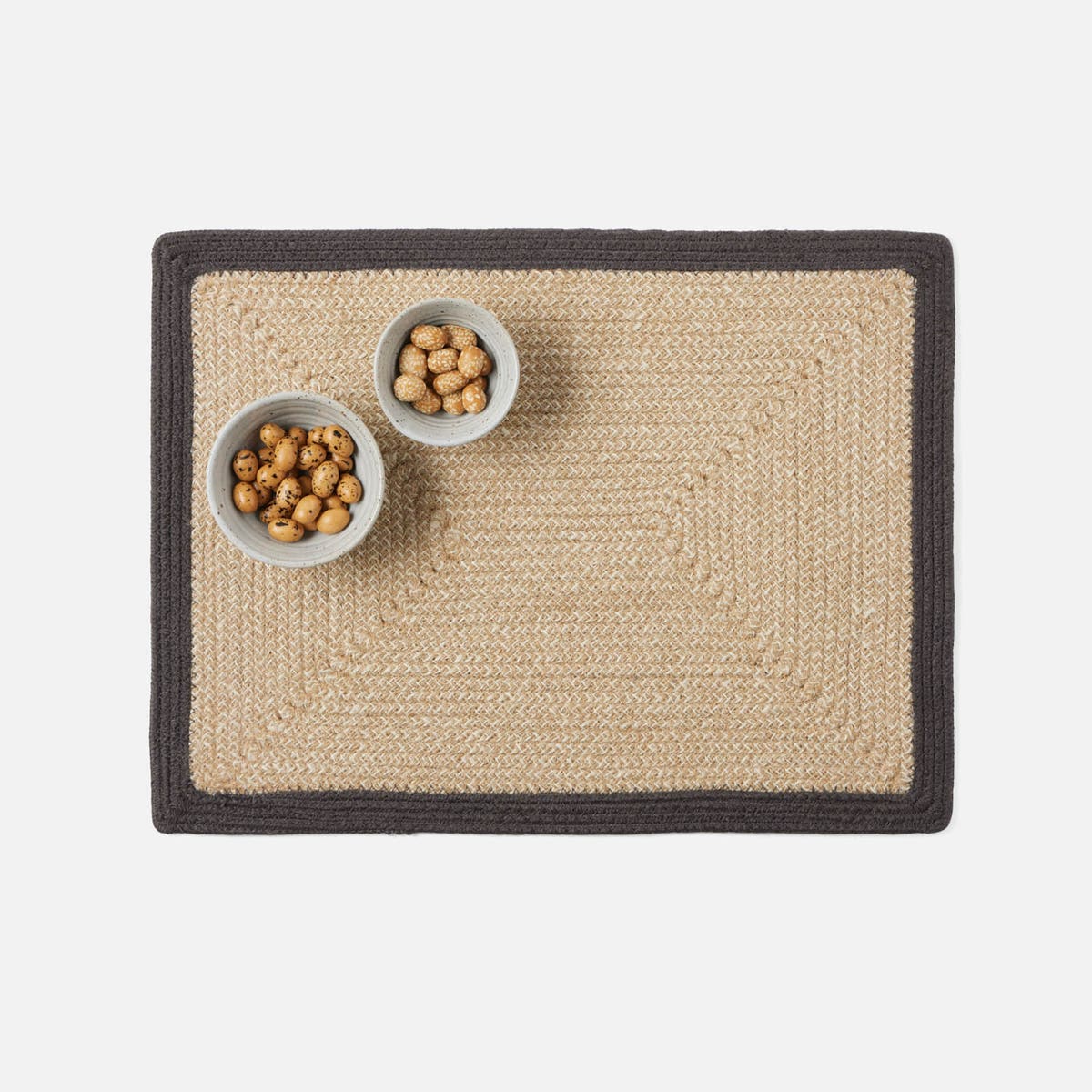 Shia Dark Gray Rectangular Placemat Jute/Cotton Mix Pack/4