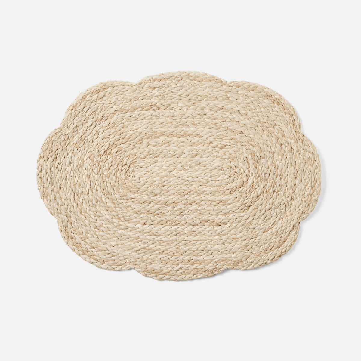 Vera Bleached Flower Oval Placemat Raffia Pack/4