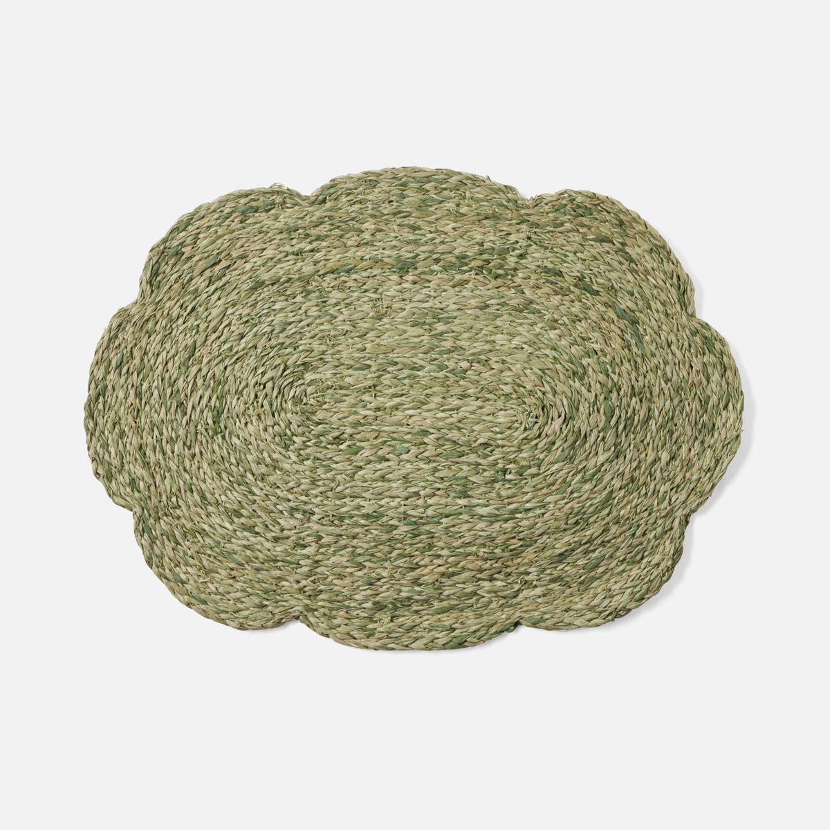 Vera Pale Green Flower Oval Placemat Raffia Pack/4