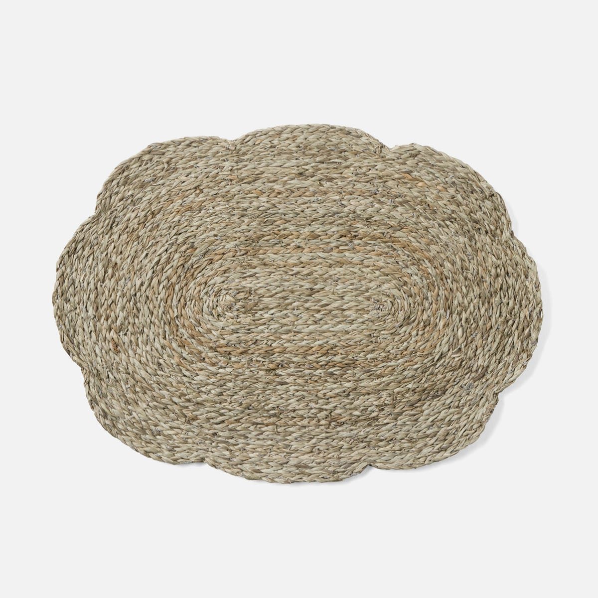 Vera Mixed Gray Flower Oval Placemat Raffia Pack/4
