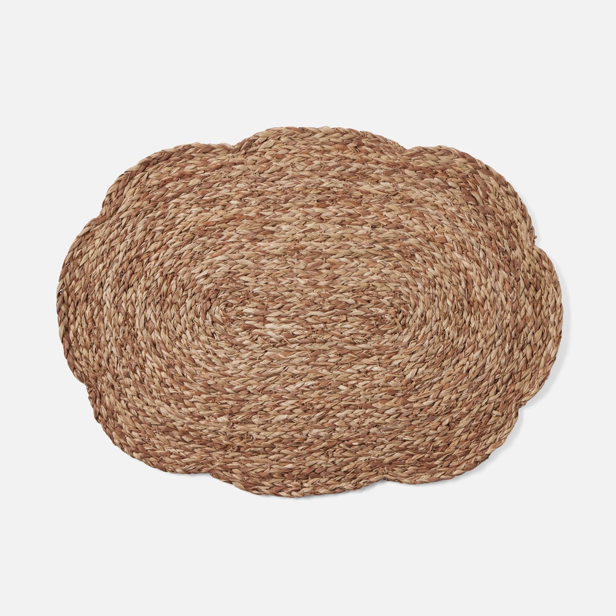 Vera Mixed Taupe Flower Oval Placemat Raffia Pack/4