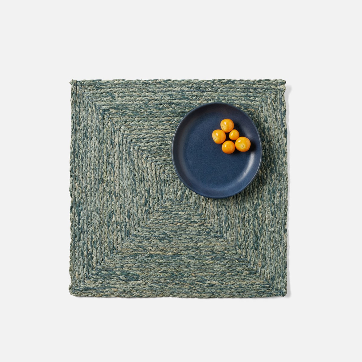 Zoey Teal Square Placemat Raffia Pack/4