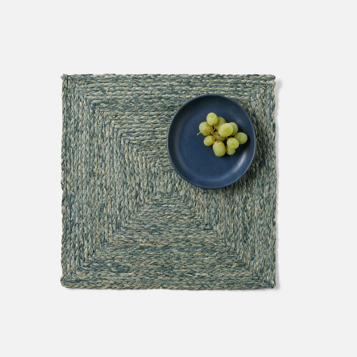 Zoey Teal Square Placemat Raffia Pack/4