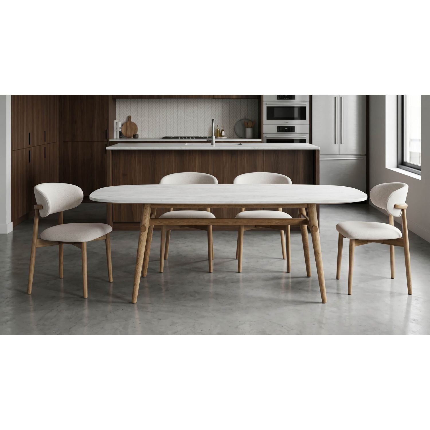 Madrid Quartz Oval Dining Table