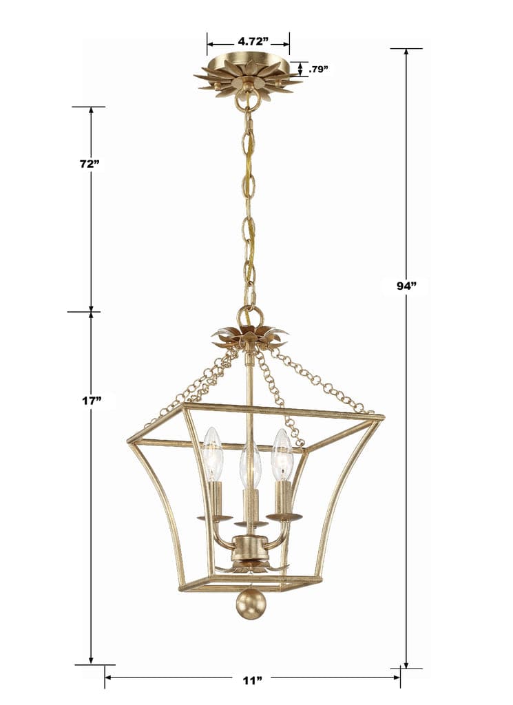 Broche 3 Light Lantern-Crystorama Lighting Company-CRYSTO-514-GA-Chandeliers-4-France and Son