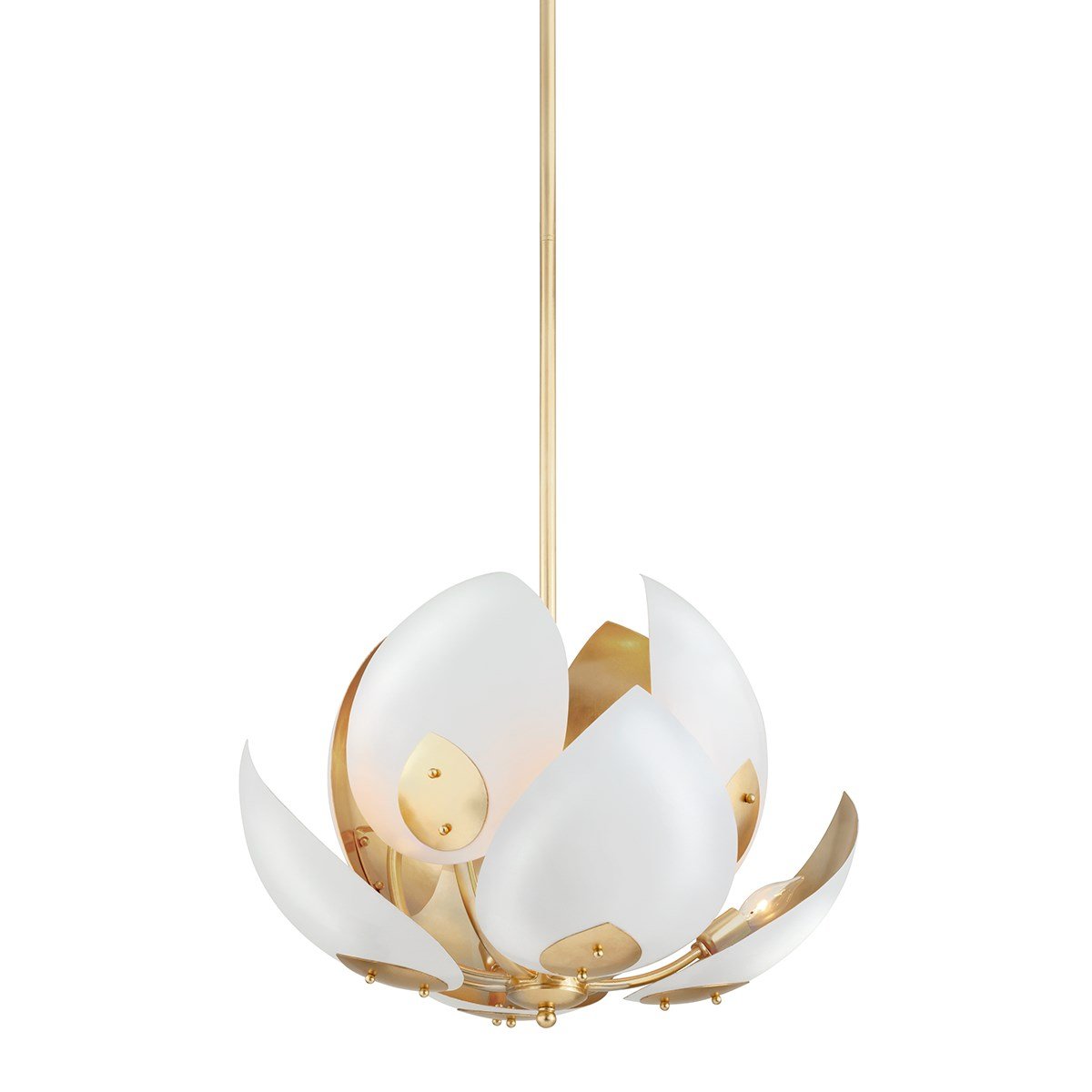 Lotus Chandelier-Hudson Valley-HVL-5708-GL/WH-ChandeliersLotus Gold Leaf Octad Chandelier-White-4-France and Son